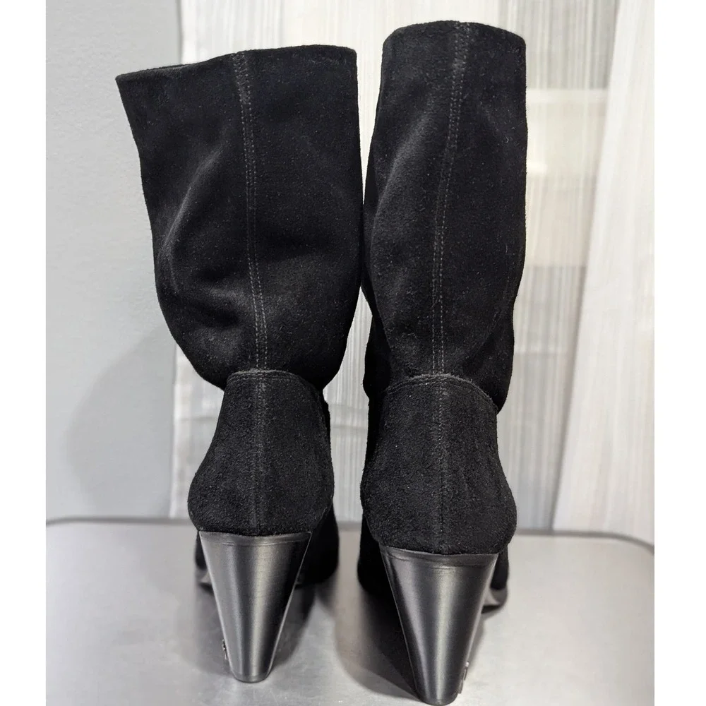 MICHAEL KORS Divia Soft Suede Ankle Boot Black‎ Pull On Heel Women Size 8.5